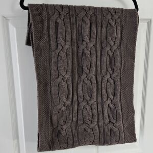 Pure Collection Cable Knit Infinity Scarf in Heather Taupe